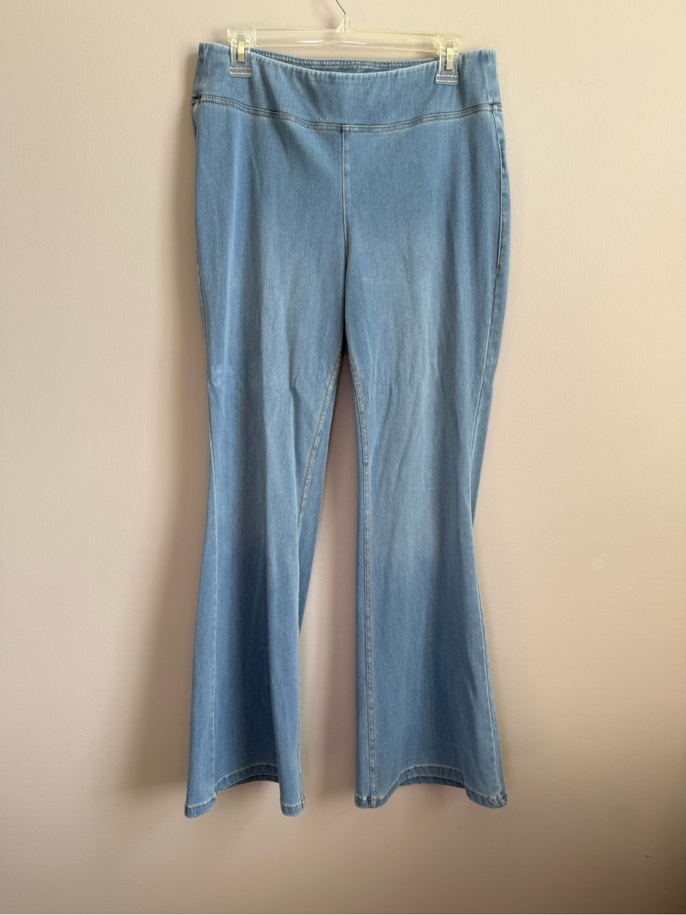 Light Blue Flare Jeans - Women's Wide Leg- stretchy- large